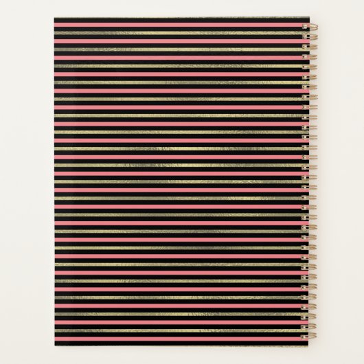 トロピカル葉パームストライプフォイル結婚ズ プランナー手帳 (裏面)