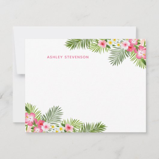 トロピカル葉パームス・ピパーソナライズされたンク名(夏) ノートカード (正面)