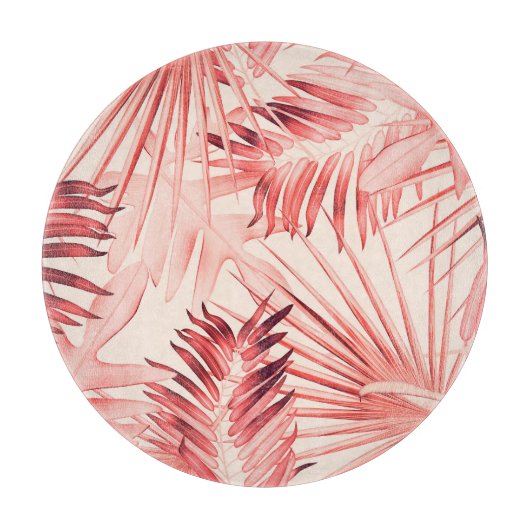 トロピカル葉パームハワイアンスタイリッシュパターン。 カッティングボード (正面)