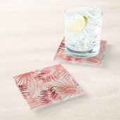 トロピカル葉パームハワイアンスタイリッシュパターン。 ガラスコースター (アングル)