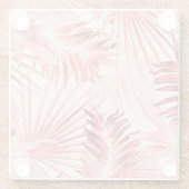 トロピカル葉パームハワイアンスタイリッシュパターン。 ガラスコースター (裏面)