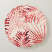 トロピカル葉パームハワイアンスタイリッシュパターン。 ラウンドクッション (裏面)