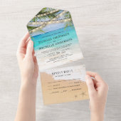 トロピカル葉パームビーチストリングラ結婚イト オールインワン招待状 (貼ってはがせる)