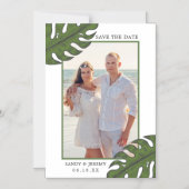 トロピカル葉パームフォトウェディングSave the Date マグネット招待状 (正面)