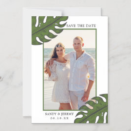 トロピカル葉パームフォトウェディングSave the Date マグネット招待状
