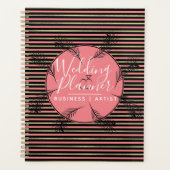 トロピカル葉パームリングや輪フォイルストライプ結婚ズ プランナー手帳 (正面)