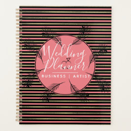 トロピカル葉パームリングや輪フォイルストライプ結婚ズ プランナー手帳