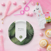 トロピカル葉パーム結婚グリーンズ ペーパープレート (パーティー)