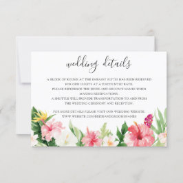 トロピカル葉パーム結婚詳細挿入カード 招待状