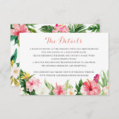 トロピカル葉パーム結婚詳細挿入カード 招待状 (正面/裏面)