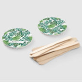 トロピカル葉パーム緑の夏のハンドファン ハンドファン (組立なし)