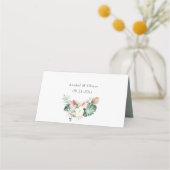 トロピカル葉パーム赤面フローラ結婚のテーブル プレイスカード (裏面)