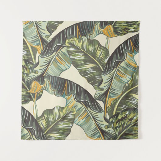 トロピカル葉パーム、ジャングルの葉シームレスビンタグ タペストリー (正面)