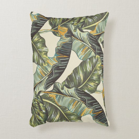 トロピカル葉パーム、ジャングルリーフシームレスビンタグ アクセントクッション (正面(垂直))
