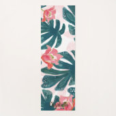 トロピカル葉パーム，ヒビスクスパーソナライズされた- ヨガマット (正面)