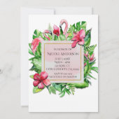 トロピカル葉フラミンゴベビーシャワー招待状 招待状 (裏面)