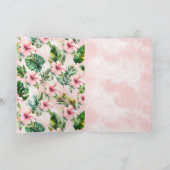 トロピカル葉フローラピンクハイビスカス カード (内部)