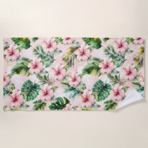 トロピカル葉フローラピンクハイビスカス