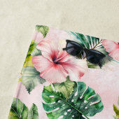 トロピカル葉フローラピンクハイビスカス ビーチタオル (インサイチュ)