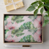 トロピカル葉フローラピンクハイビスカス 薄葉紙 (ギフト)