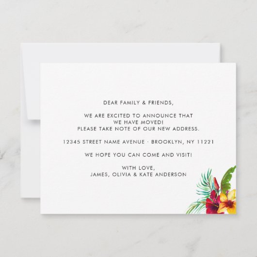 トロピカル葉フローラ引っ越しましたニューホームムービング 案内状 (裏面)