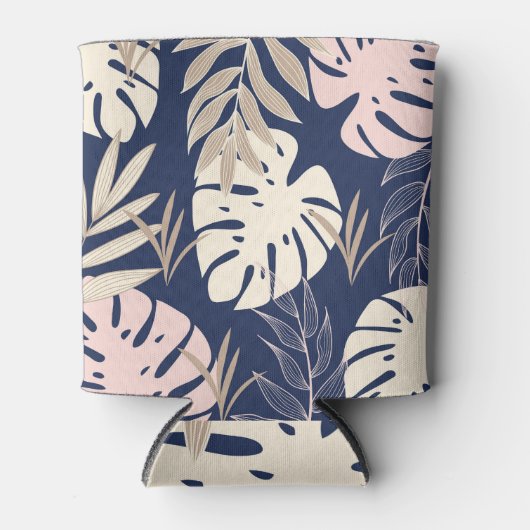 トロピカル葉プリント:抽象芸術ジャングル 缶クーラー (正面)