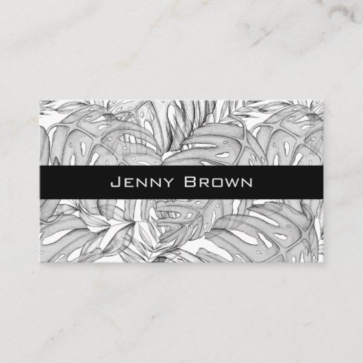 トロピカル葉モノクロ 名刺 (正面)