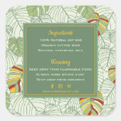 トロピカル葉モンステラキャンドル警告のラベル スクエアシール (正面)