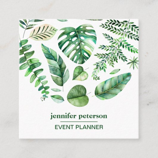 トロピカル葉モンステラソーシャルメディアのアイコン スクエア名刺 (正面)