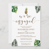 トロピカル葉ルアウ(ハワイ式宴会)婚約 招待状 (正面)