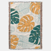 トロピカル葉ヴィンテージジャングルシール スローブランケット (正面縦)