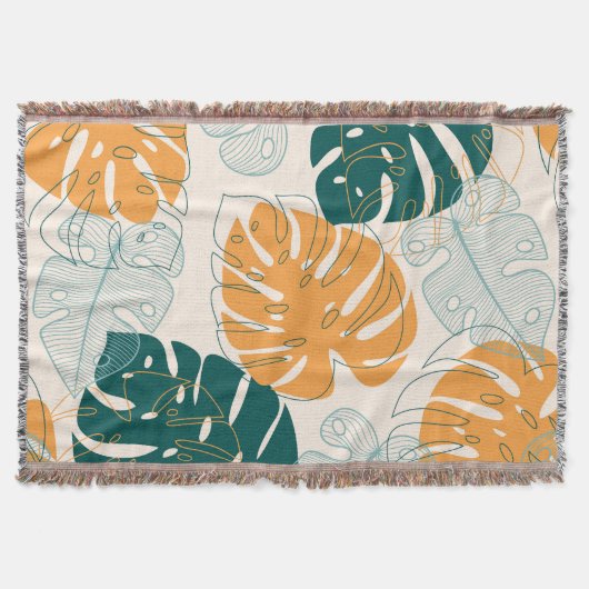 トロピカル葉ヴィンテージジャングルシール スローブランケット (正面)