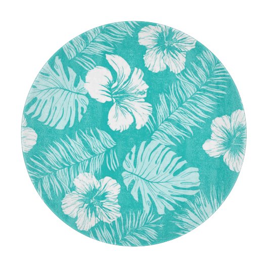 トロピカル葉ヴィンテージ植物のパターン カッティングボード (正面)