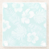 トロピカル葉ヴィンテージ植物のパターン ガラスコースター (裏面)