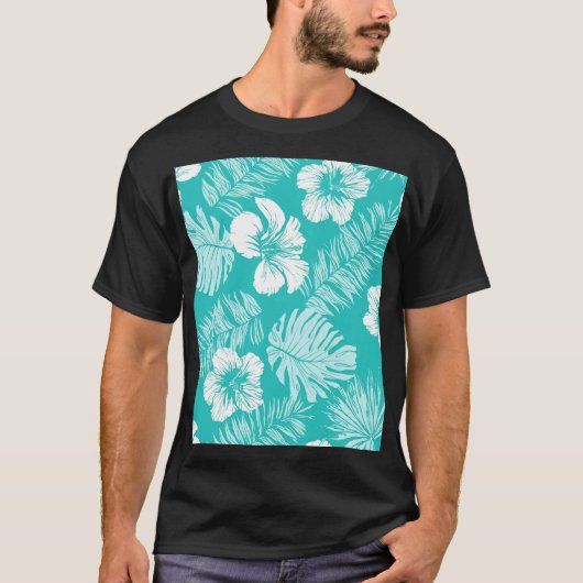 トロピカル葉ヴィンテージ植物のパターン Tシャツ (正面)
