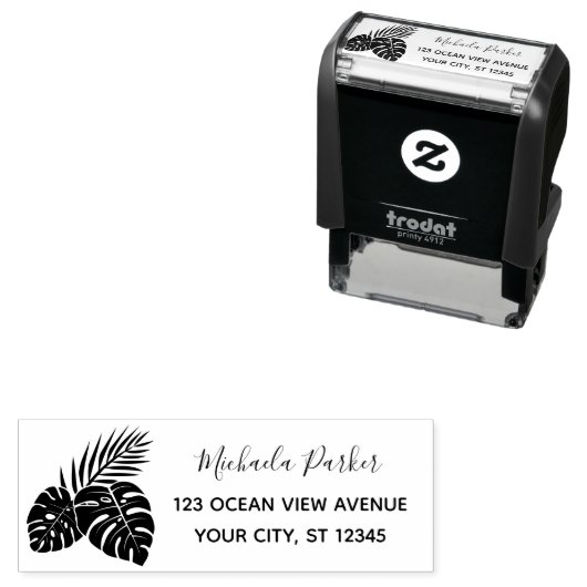 トロピカル葉差出人住所 セルフインキングスタンプ (インサイチュ)