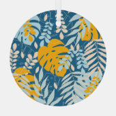 トロピカル葉抽象芸術ジャングル ガラスオーナメント (裏面)