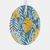 トロピカル葉抽象芸術ジャングル ガラスオーナメント (正面右)