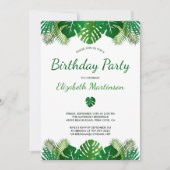 トロピカル葉熱帯雨林の葉の誕生日パーティー 招待状 (正面)