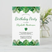 トロピカル葉熱帯雨林の葉の誕生日パーティー 招待状 (スタンド正面)