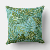 トロピカル葉装飾用クッショングリーンウィズアクア クッション (裏面)
