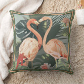 トロピカル葉装飾用クッションピンクフラミンゴ クッション (ブランケット)