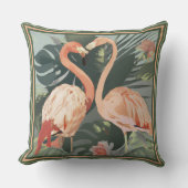 トロピカル葉装飾用クッションピンクフラミンゴ クッション (正面)