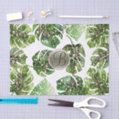 トロピカル葉金ゴールドグリッターシックモノグラムイニシャル 薄葉紙 (クラフト)