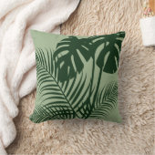 トロピカル葉1ダークオンライトグリーン クッション (ブランケット)