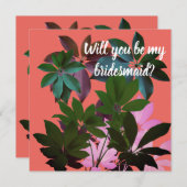 トロピカル葉、あなたは私の花嫁のメイドになる サンキューカード (正面/裏面)