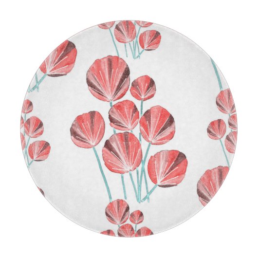 トロピカル葉:クリエイティブの手描きパターン カッティングボード (正面)