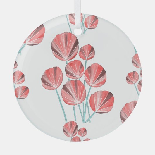 トロピカル葉:クリエイティブの手描きパターン ガラスオーナメント (正面)