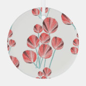 トロピカル葉:クリエイティブの手描きパターン ガラスオーナメント (裏面)