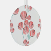 トロピカル葉:クリエイティブの手描きパターン ガラスオーナメント (正面右)